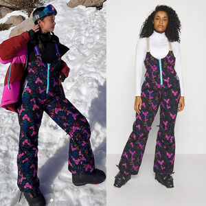 NEW Roxy x Rowley Insulated Snow Bib Ski Pants Floral Print Womens Med Après Ski